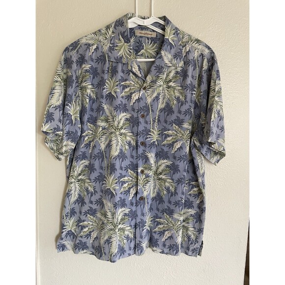 Tommy Bahama Mens Blue Palm Trees 100% Silk Short Sleeve Shirt Size XL - Picture 1 of 7